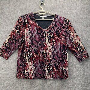 Peter Nygard Womans Blouse Size 2x Abstract Art To Wear Artsy Stretch Textured